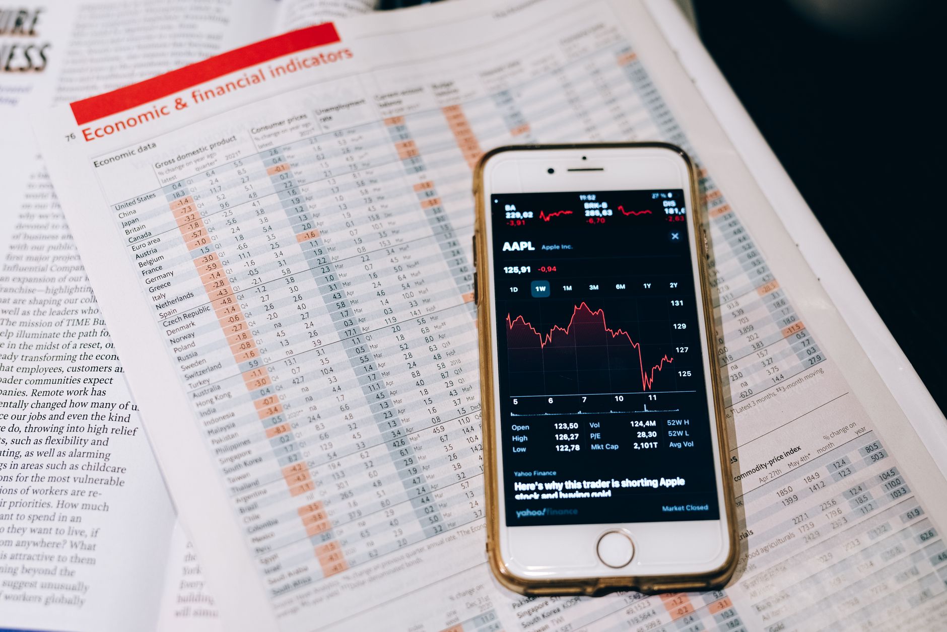 A person holding a smartphone showing a clean financial tracking app dashboard with colorful pie charts