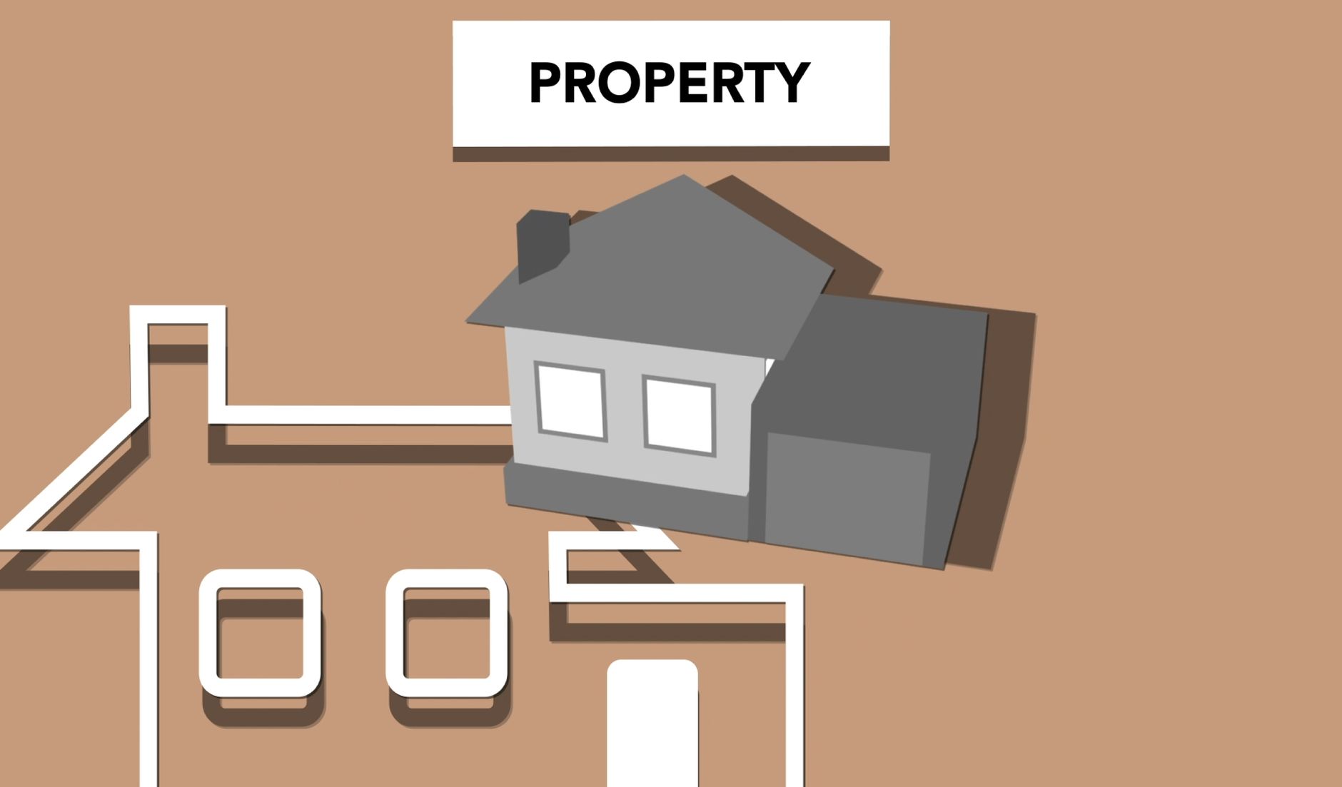 A split image showing a house with a for‑sale sign on one side and a stock ticker chart on the other, highlighting the choice between buying property and investing in REITs